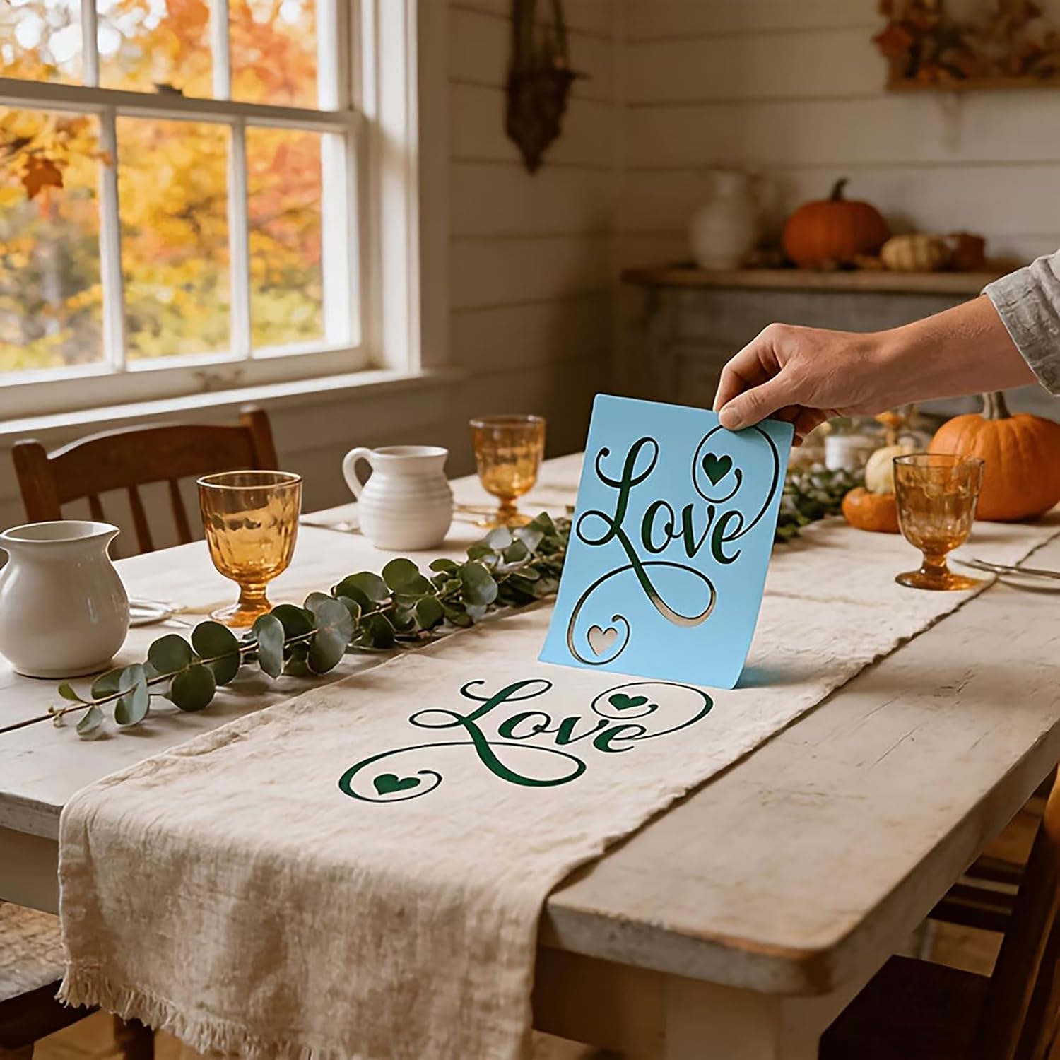 reusable heart and text painting stencil