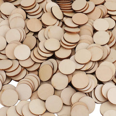 Stack of wooden discs on a white background