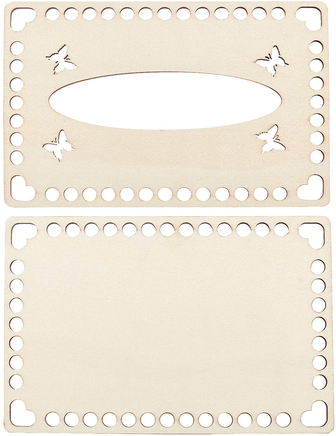 Two beige metal dies with butterfly and heart cutouts on a white background