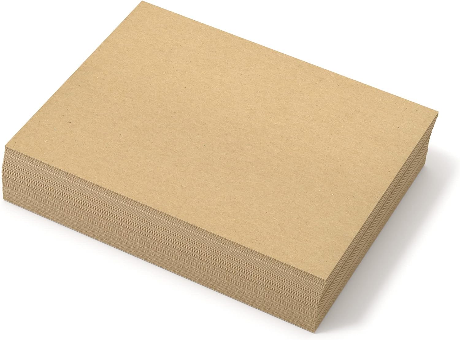 Stack of brown paper sheets on a white background