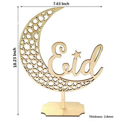 Cliths Eid Mubarak Wooden Table Decor Ramadan Crescent Moon Star Cutout Islamic Centerpiece