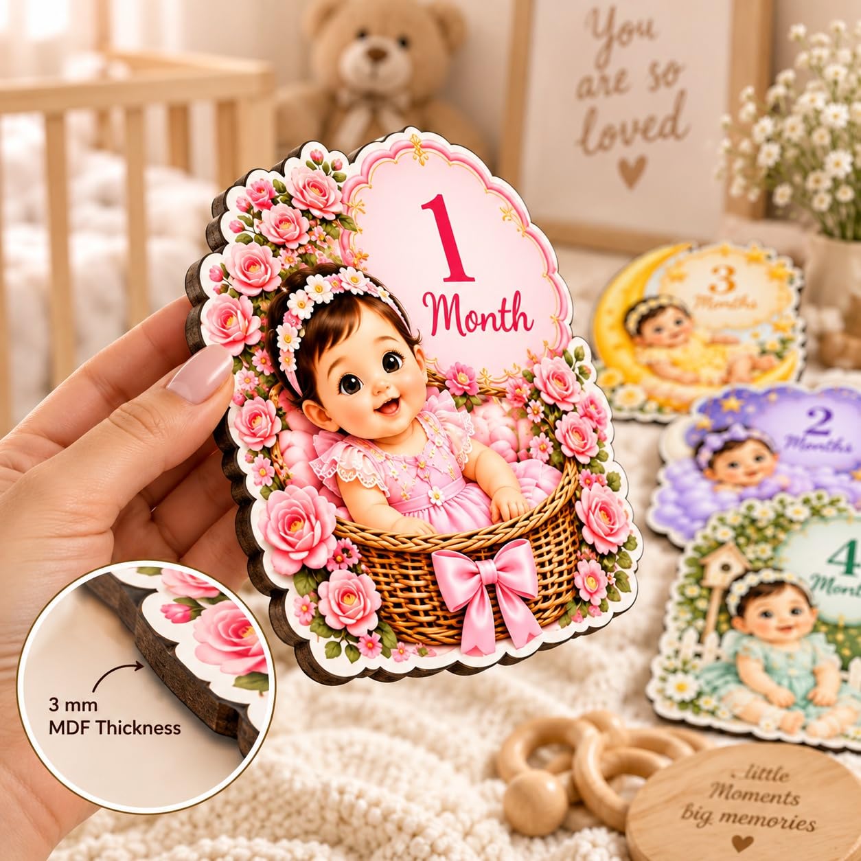 Wooden baby milestone cards for newborn photography