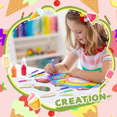 American Elm 32 Pcs Wooden Ice Cream DIY Unfinished Wood Cutouts Summer Arts & Crafts MDF Ice Cream Ornaments (Height 4.33 Inch)