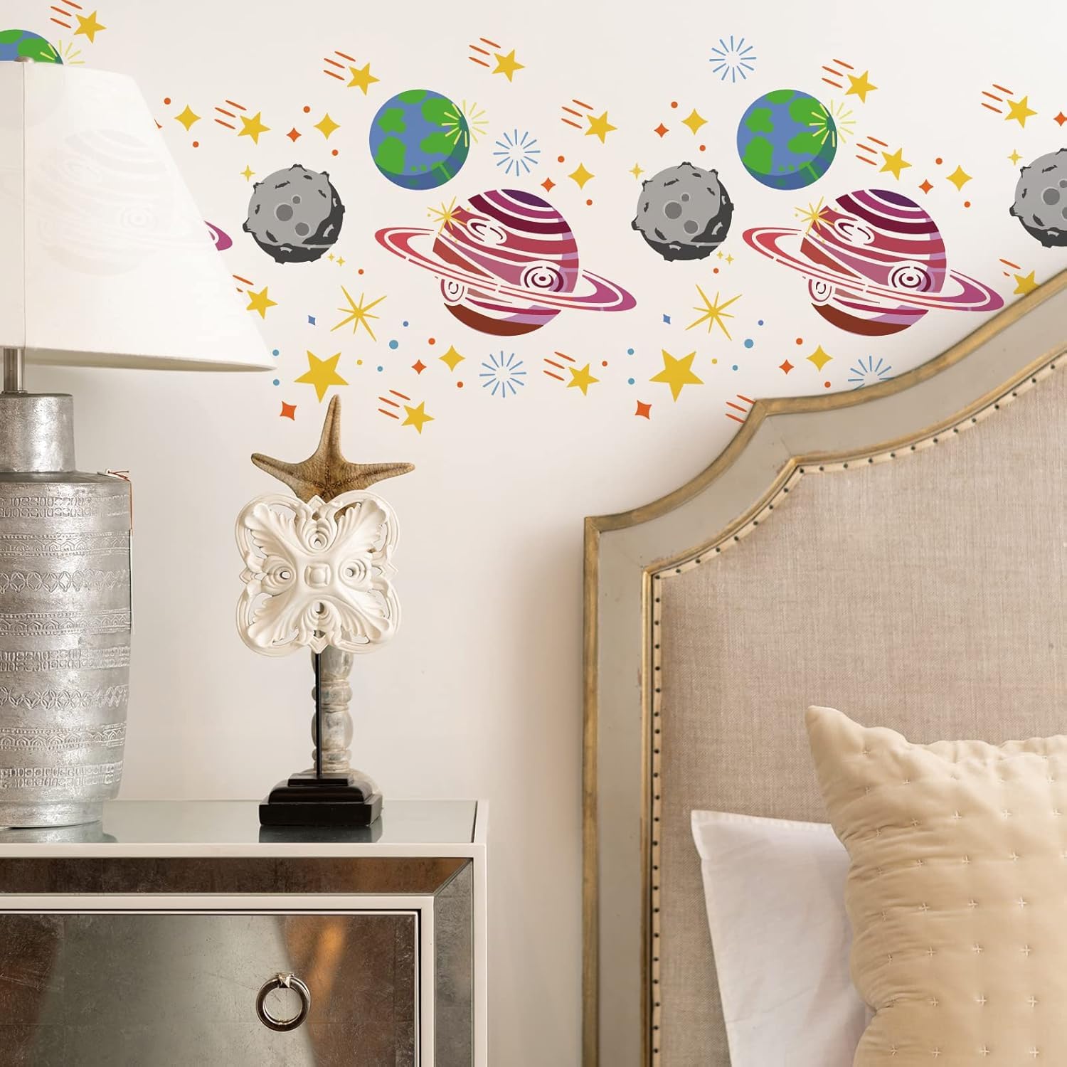 space wall stencil for nursery room