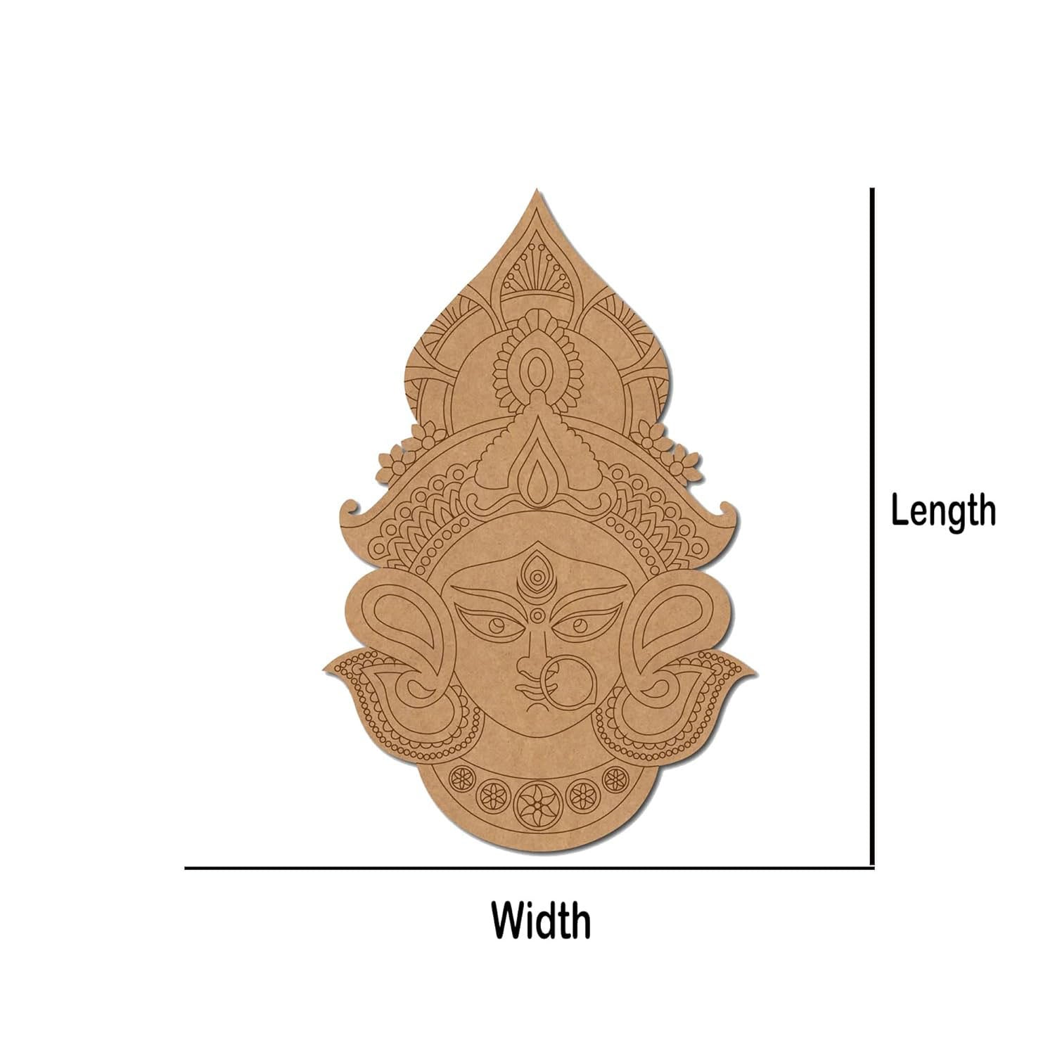 Decorative mask with measurements on a white background