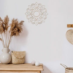 American Elm Oriental Mandala Wall Art Floral Design Handcrafted Wood Decor