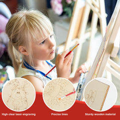 American Elm 12 Pcs Wooden Christmas Ornaments to Paint, Unfinished Predrilled Wood Slices for Crafts