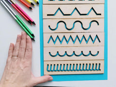 American Elm Montessori Wood Stencil Set Pre-Writing Boards for Kids Educational Stencil Set for Pre-Writing & Tracing Montessori Activity