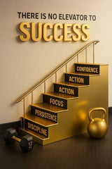 American Elm Motivational Wall Art - There Is No Elevator To Success Metal Print - 8x12 Inches Glossy Aluminum Quote for Office & Living Room