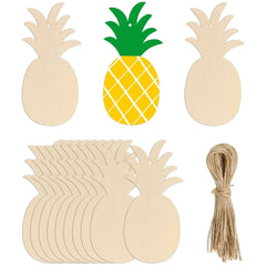 Cliths Pack of 10 Pineapple Shaped Wood Cutouts DIY Craft Blanks Wooden Pineapple Tags for Home Decoration
