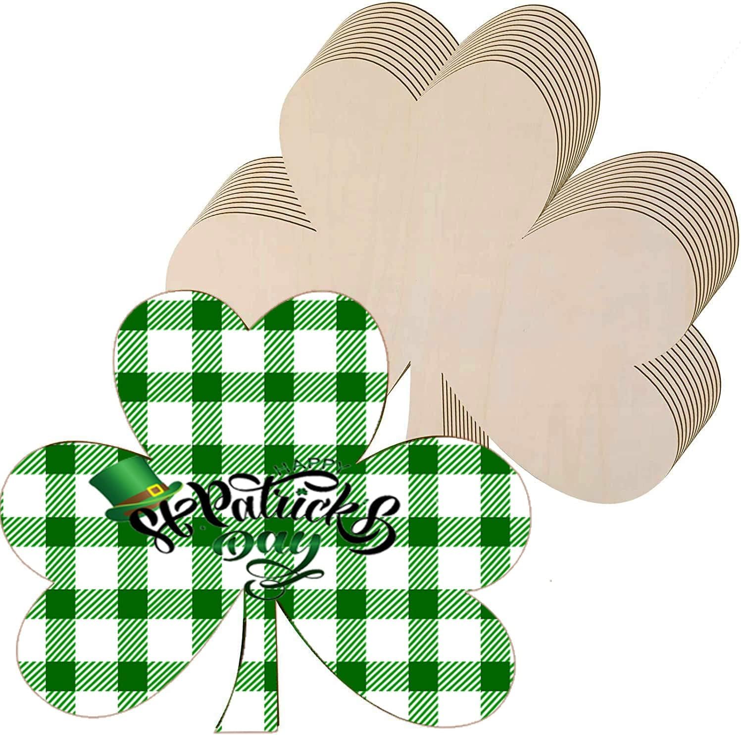Green checkered shamrock with 'St. Patrick's Day' text on a white background