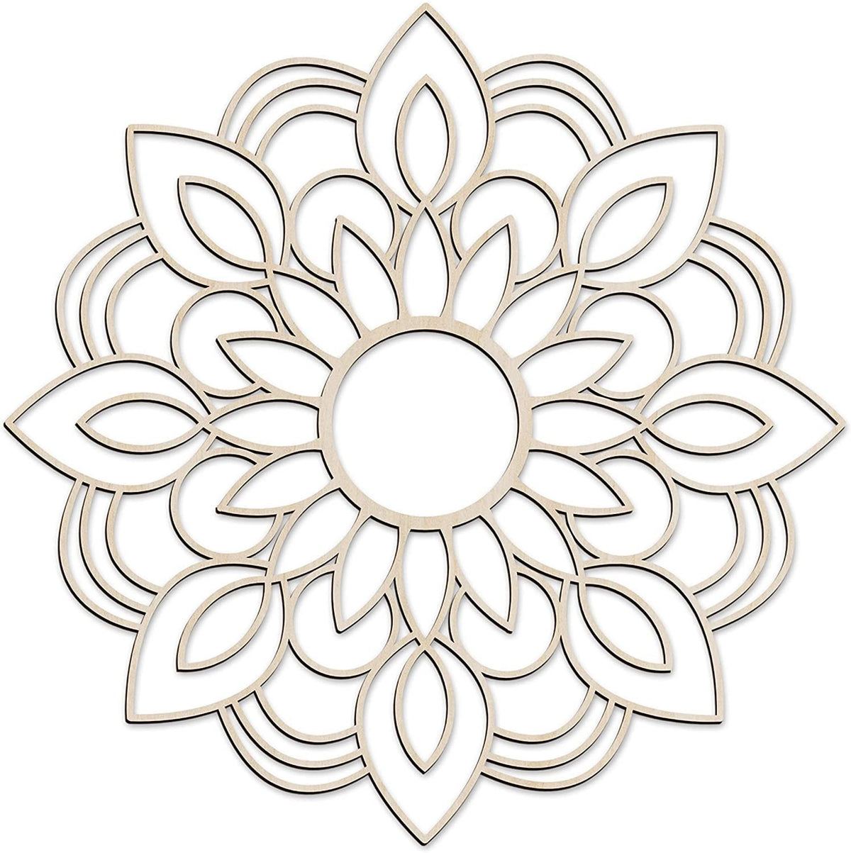 American Elm Oriental Mandala Wall Art Floral Design Handcrafted Wood Decor