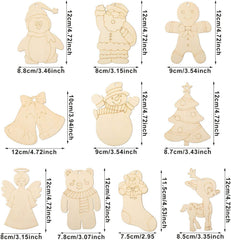 Set of wooden Christmas ornaments with measurements