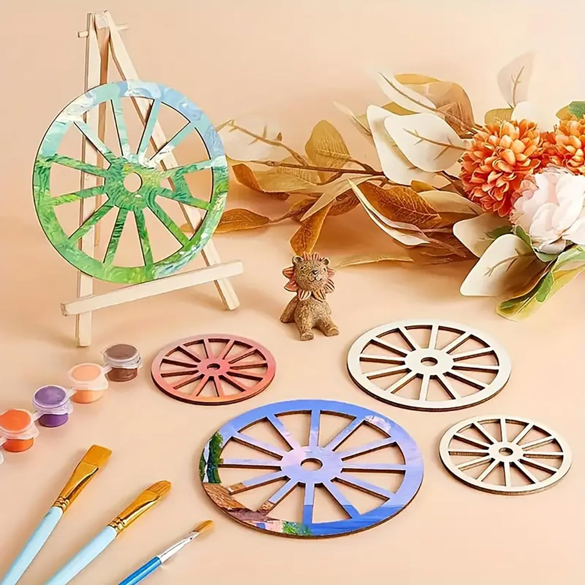 American Elm (10 Pieces Each) Wheel Shape MDF Cutouts Wooden Circles for DIY Crafts, Scrapbooking &amp; Home Decor