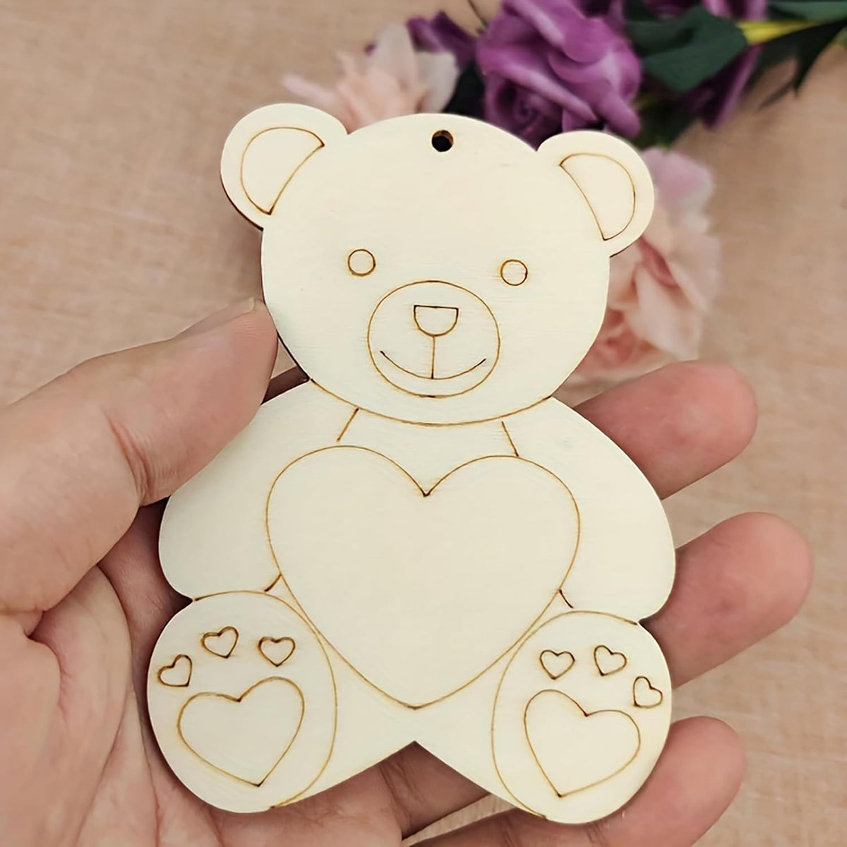 wooden diy love bear ornaments