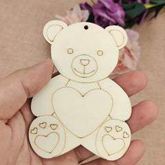 wooden diy love bear ornaments