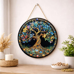 American Elm Tree of Life Wall Decor - 8 Inch Round MDF Print - Symbol of Growth & Connection -Vastu Ready-to-Hang Display for Home & Office