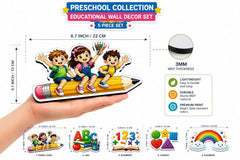 Set of 5 Kids Educational Wall Decor ABC Numbers Shapes Rainbow Preschool Classroom Decoration