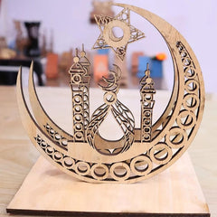 Cliths Crescent Moon Table Decor Islamic Ramadan & Eid Decoration Wooden Eid Mubarak Home Decor Gift for Muslims