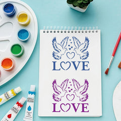 Dove and Heart Painting Stencil, Reusable PET DIY Art Template for Wooden Signs, Furniture, Wall, Fabric and Canvas, 6x6 inch, Cliths