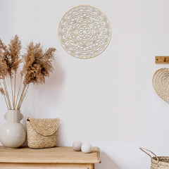 American Elm Mandala Wooden Wall Art Floral Oriental Design in Birch Plywood, Rustic Decor