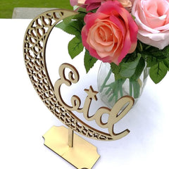 Cliths Eid Mubarak Wooden Table Decor Ramadan Crescent Moon Star Cutout Islamic Centerpiece