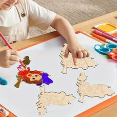 Cliths 12pcs Wooden Witch Ornaments for DIY Crafts Halloween Wood Slices