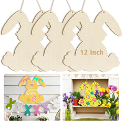 Set of wooden bunny shapes with '12 Inch' text,可用于装饰