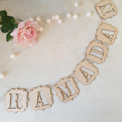 Cliths Wooden Ramadan Mubarak Banner Islamic Letter Decor for Home Door & Parties Eid Celebration Decoration