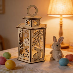3D Easter bunny lantern wooden tabletop decor ready to display