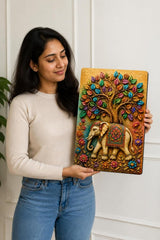 elephant MDF wooden wall painting