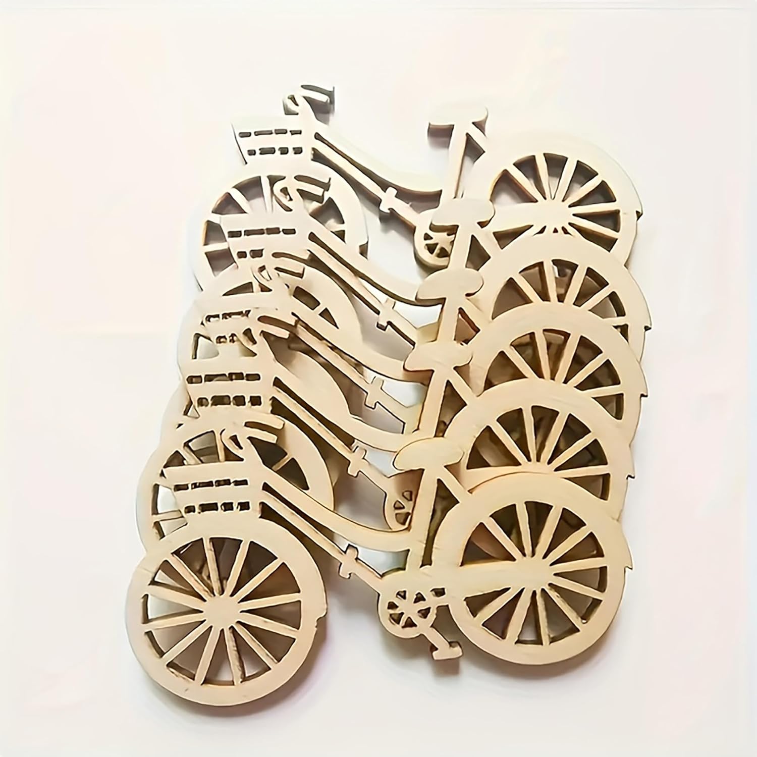 Wooden bicycle model on a white background