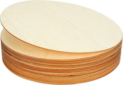 Stack of oval wooden boards on a white background