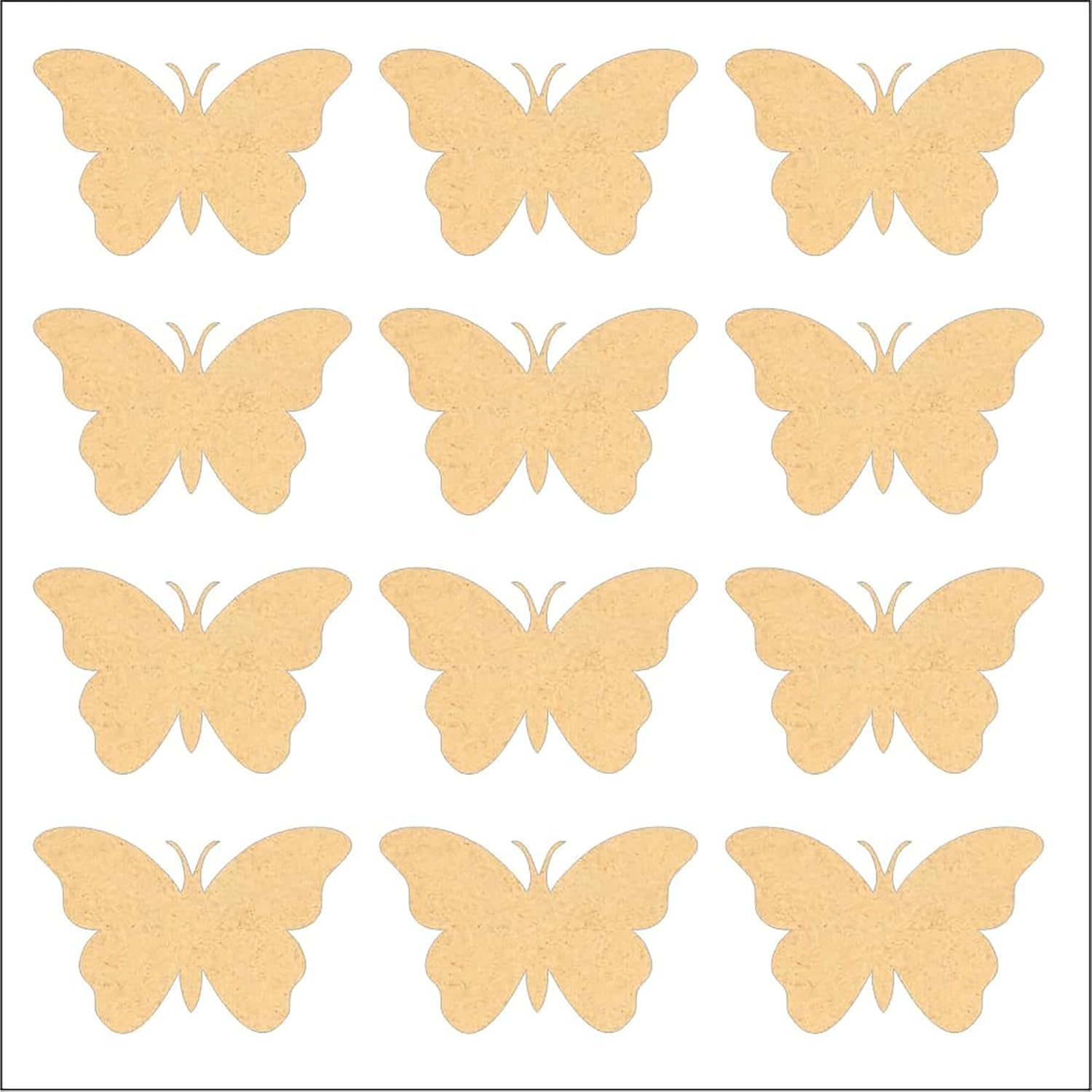 Nine gold butterfly shapes on a white background