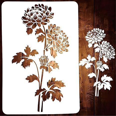 chrysanthemum flower stencil for wall painting