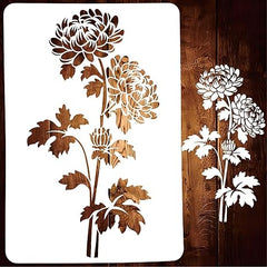 chrysanthemum flower stencil for wall painting
