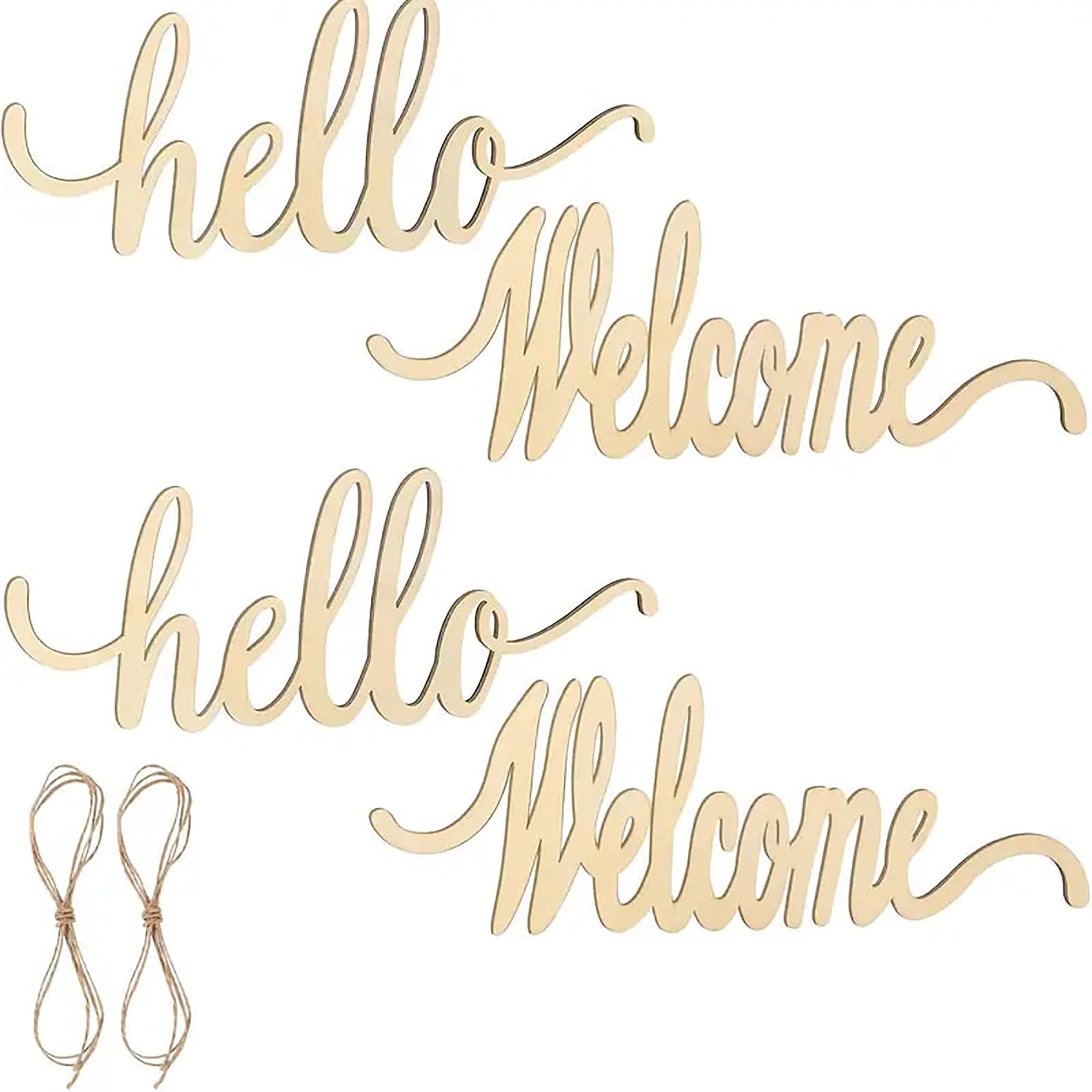paintable wooden hello and welcome art for creative décor