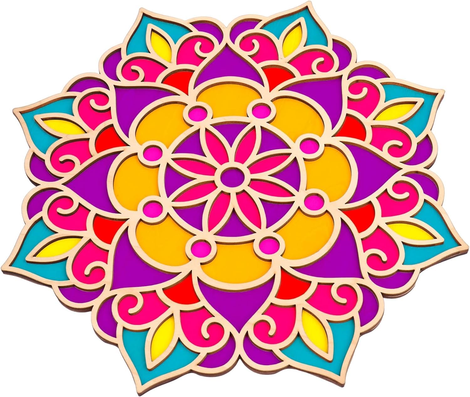 Colorful mandala design on a white background