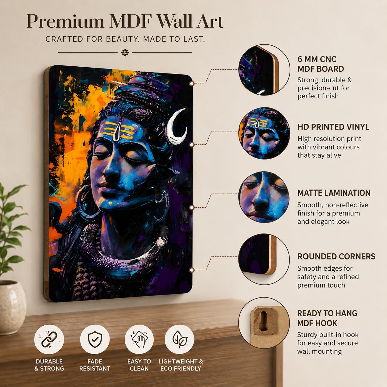 shiv ji wall decor ready to hang