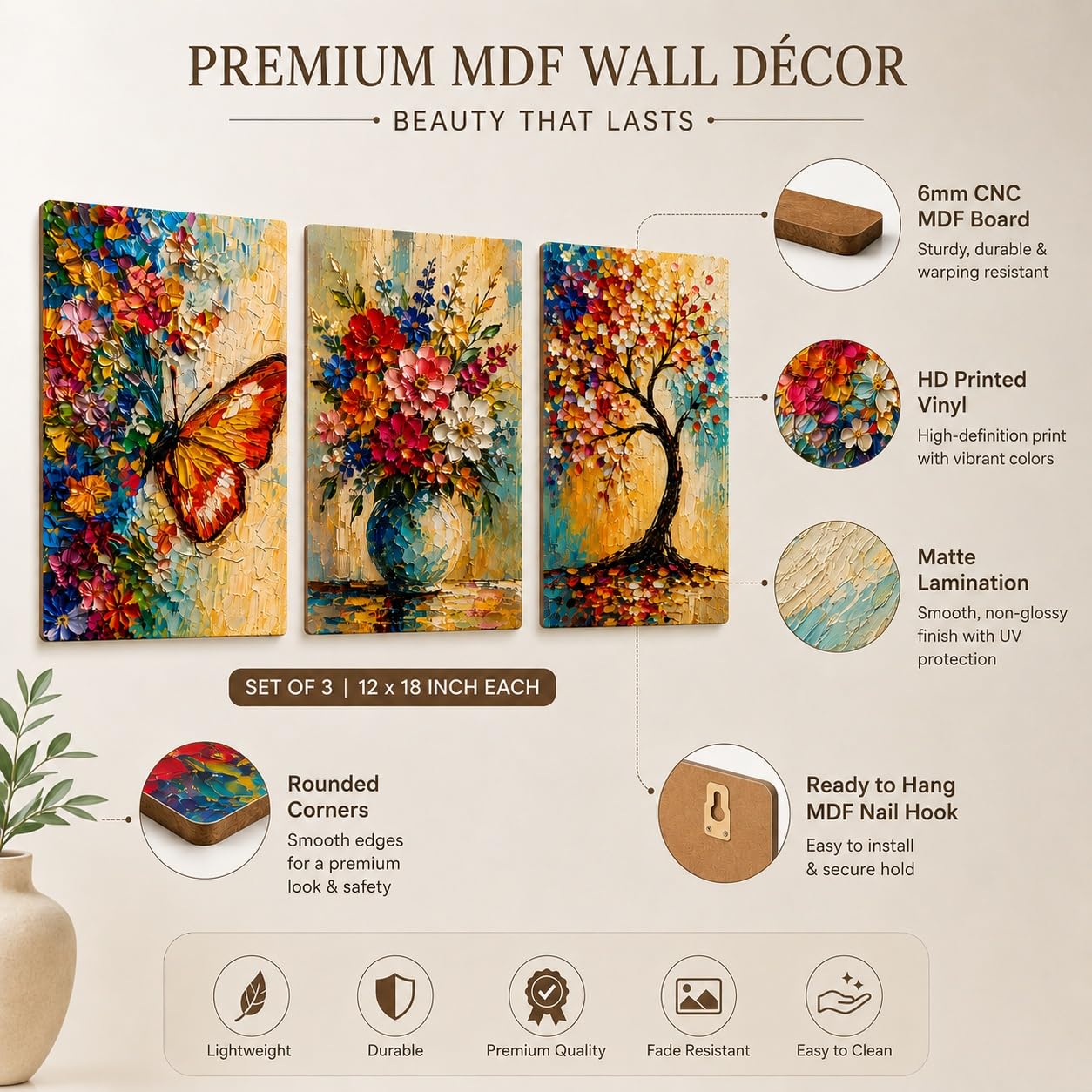3D Nature Wall Art for Living Room