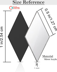 Cliths 150 Pcs Diamond Shape Acrylic Mirror Tiles Non Adhesive for Wall Kids DIY Craft Project Non Stick