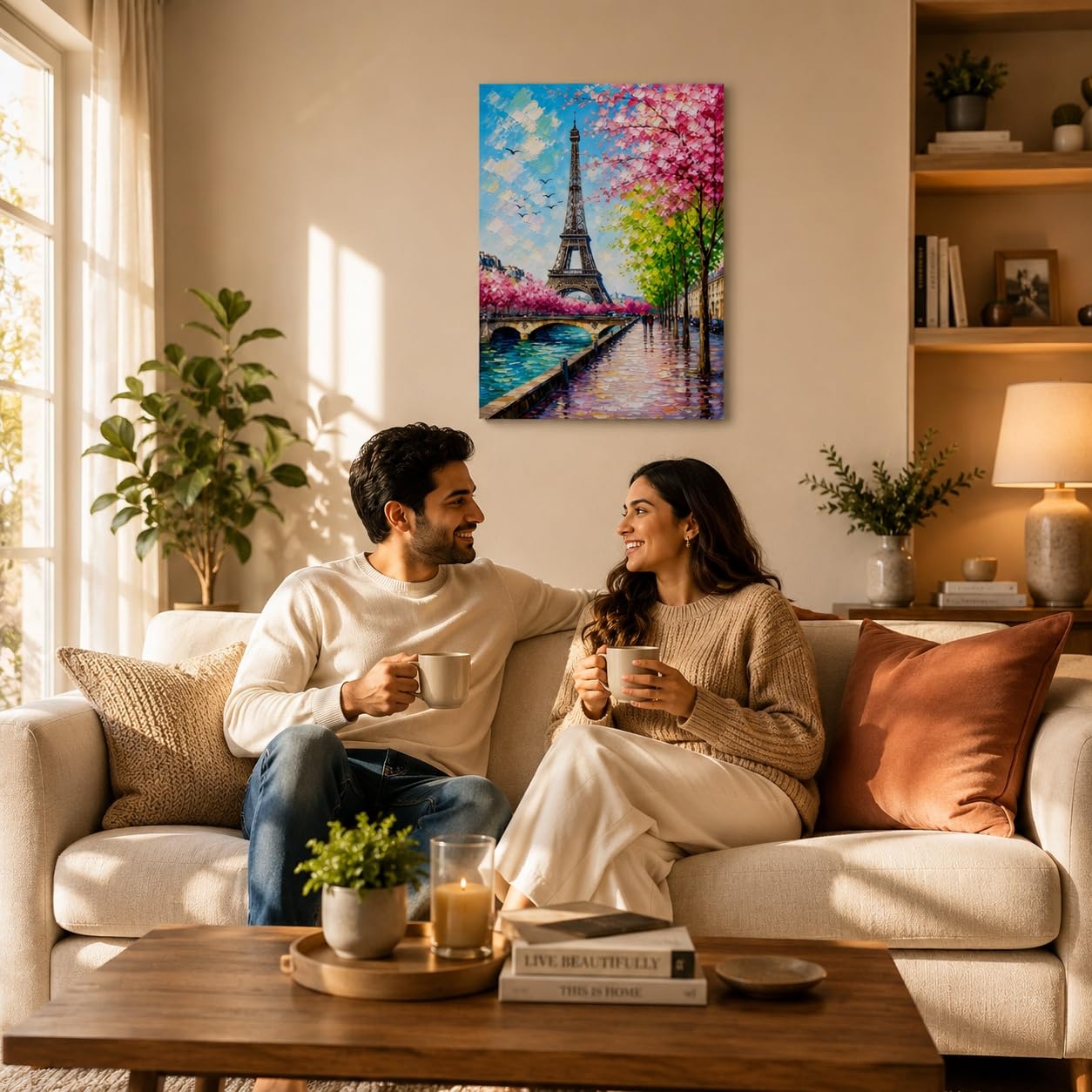 Eiffel Tower artwork for bedroom decor