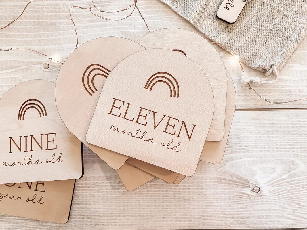 wooden oval milestone card