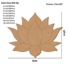 Cardboard flower shape with dimensions and thickness details on a white background
