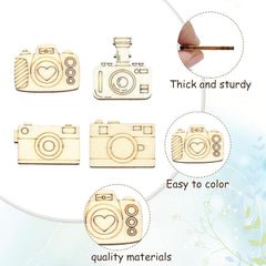 Cliths Pack of 20 Camera Wood Cutouts MDF Crafts DIY Photography Themed Decor Paintable Wooden Shapes