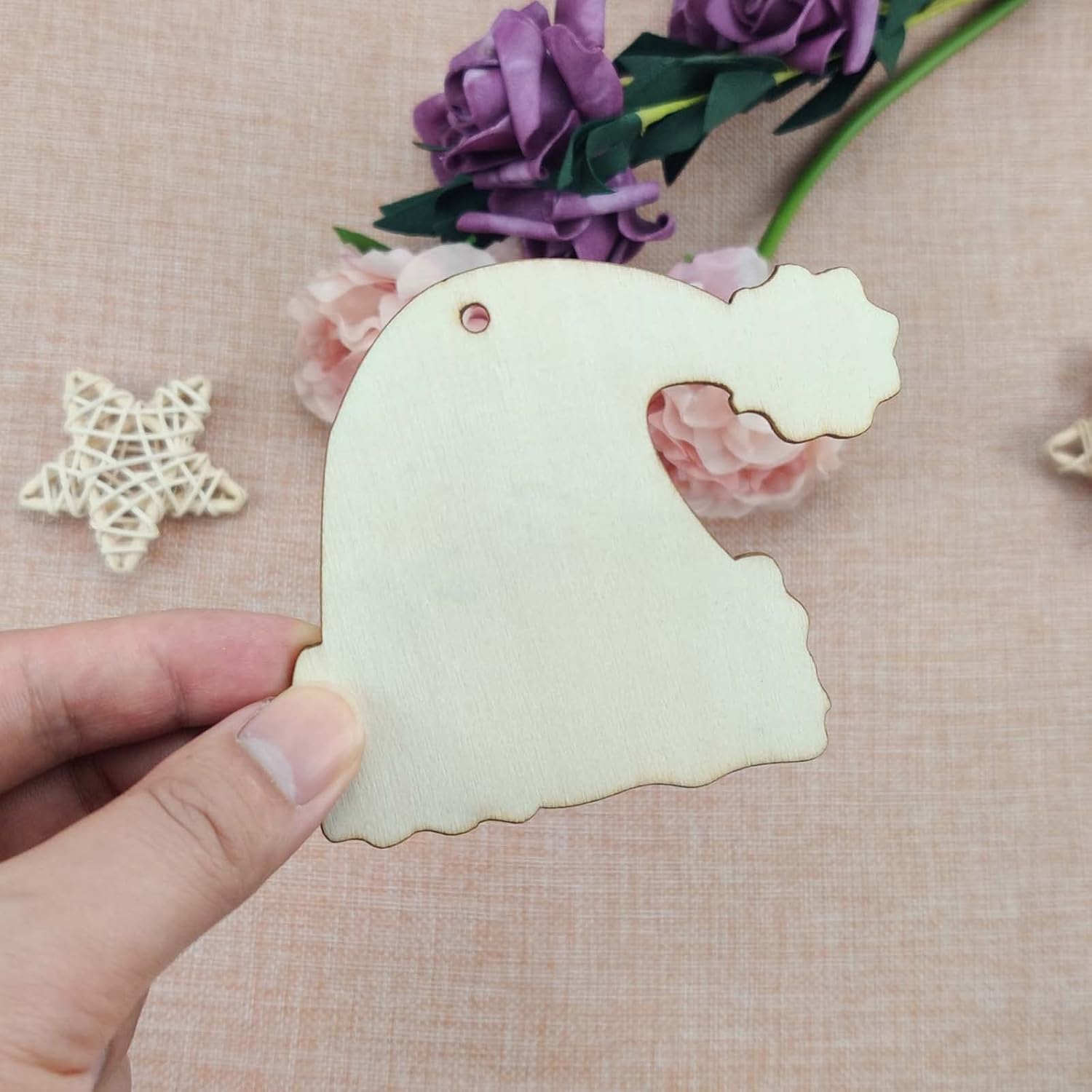 Unpainted wood ornaments for DIY art projects
