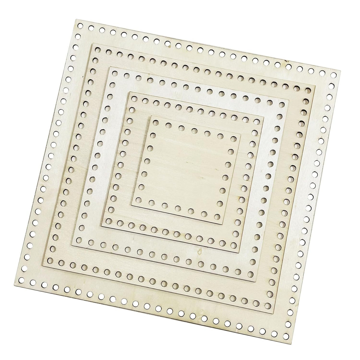 Square pegboard with multiple holes on a white background