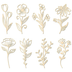 Set of floral cutouts on a white background