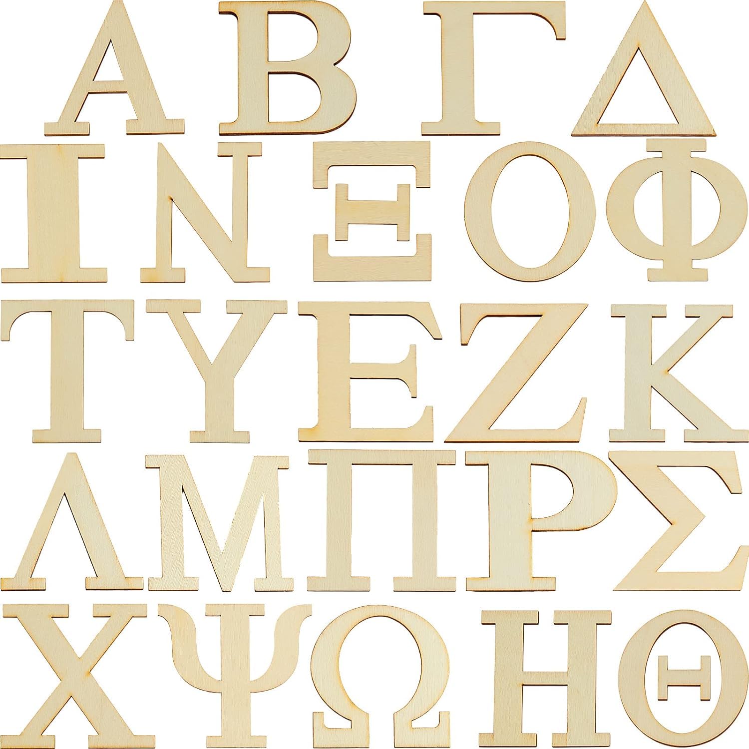 Set of wooden letters from A to Z on a white background