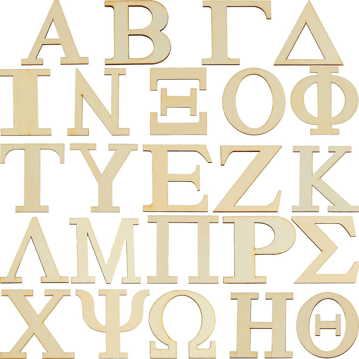 Set of wooden letters from A to Z on a white background